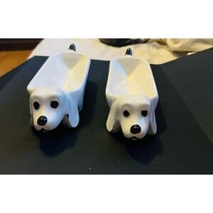 VTG Ceramic Dachshund Cracker Candy Dish Planter Set Of 2